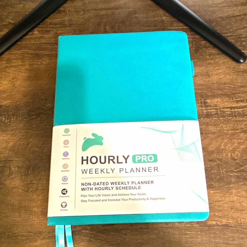Hourly Pro Weekly Planner, Large Undated Weekly Format Faux Leather Cover Teal